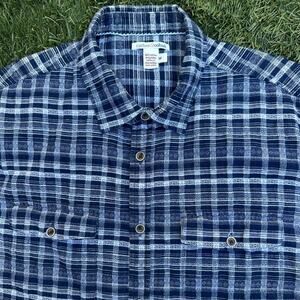 Carbon2Cobalt Western Print Aztec Print Textured Plaid Flannel Button Up Shirt M